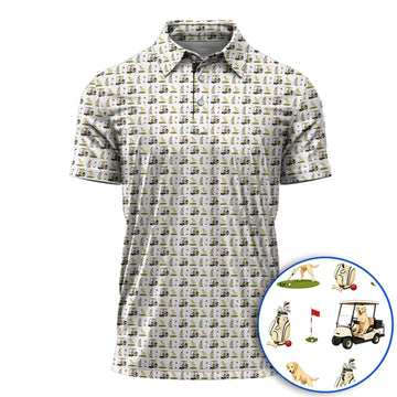 Funny Labrador Pattern Golf Shirt, Labrador Driving Golf Cart Polos, Unique Dog Lover Gift For Golfer