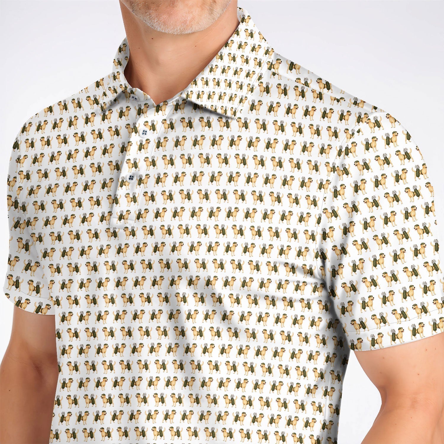 Funny Labrador Retriever Pattern Golf Shirt, Cute Yellow Lab Golf Polos For Pet Lover, Unique Golf Gift For Golfer