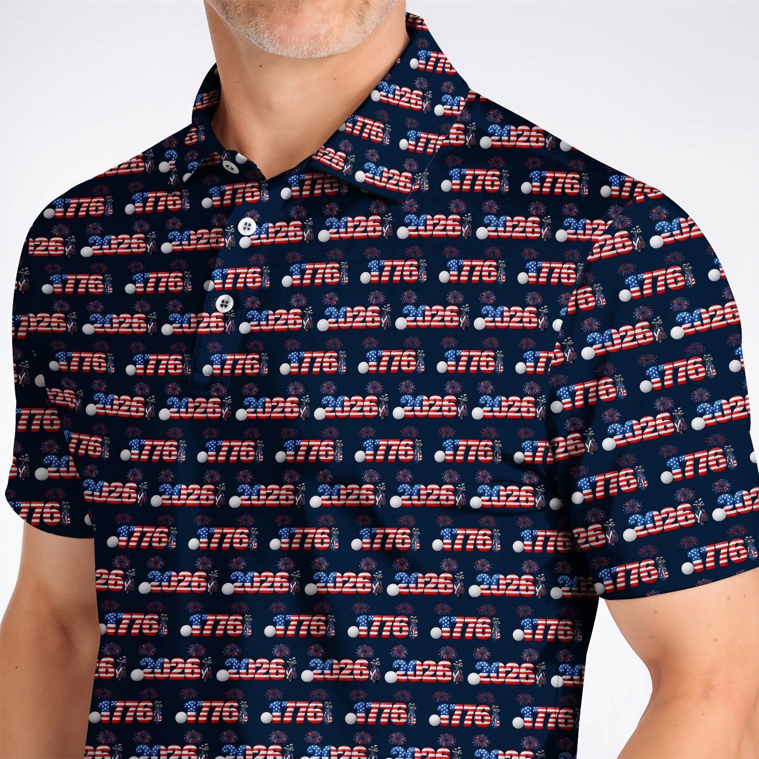 America 250th Anniversary Pattern Golf Polos, Patriotic Independence Day Golf Shirt, Men Golf Gift