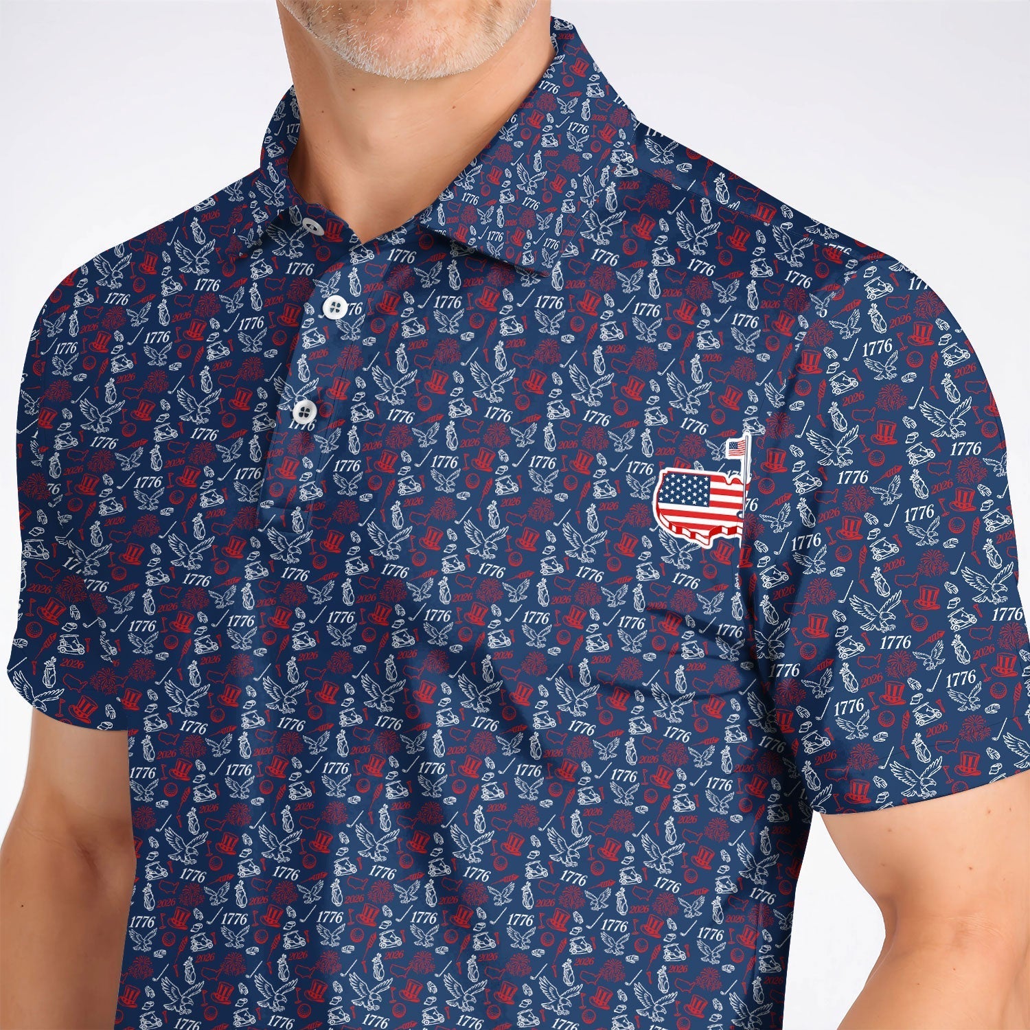USA 250th Patriotic Pattern Golf Shirt, 1776–2026 American Golf Polos, Crazy Golf Shirts For Golfer