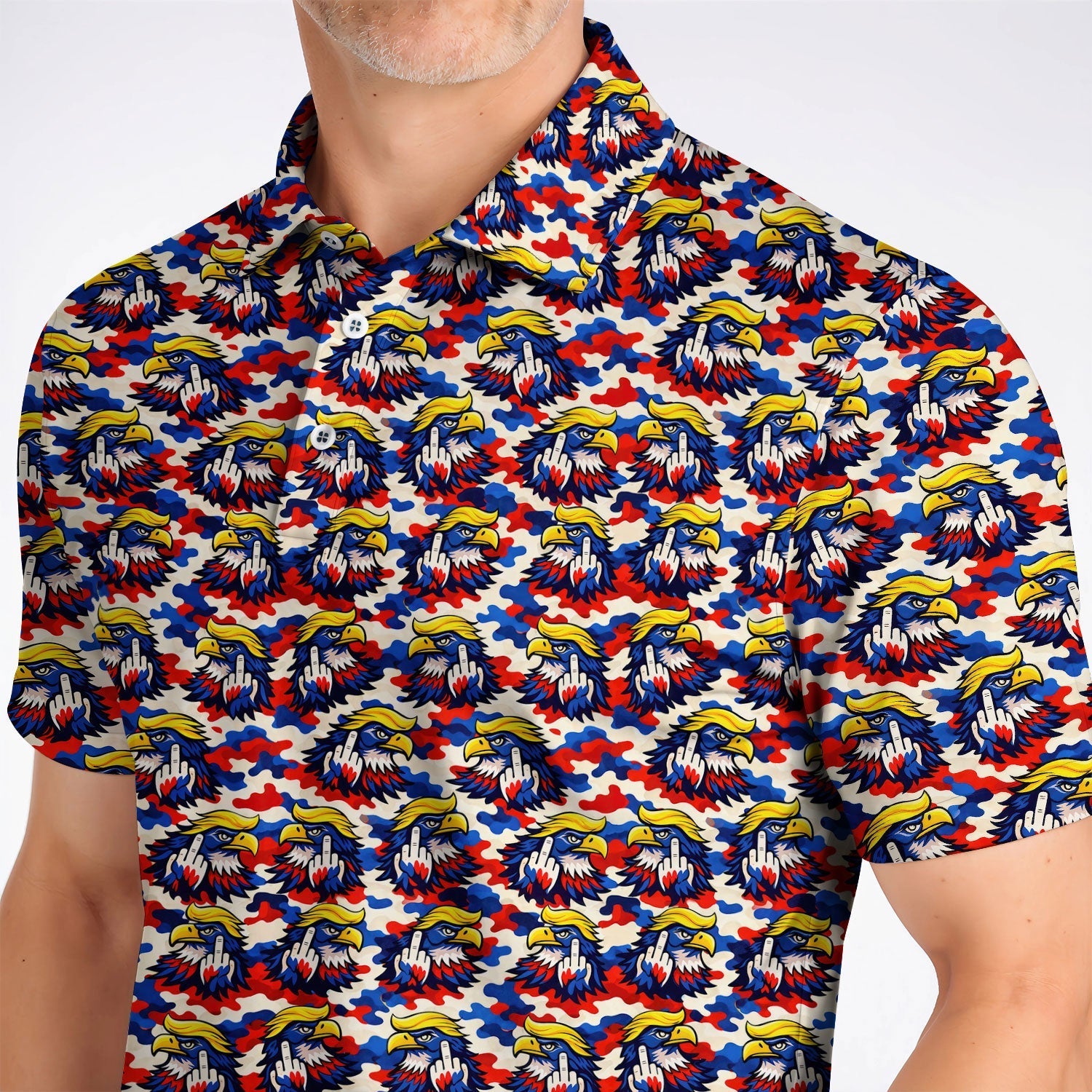 Funny American Eagle Pattern Golf Shirt, America 250th Patriotic Golf Polos, Golf Gift For Golfer