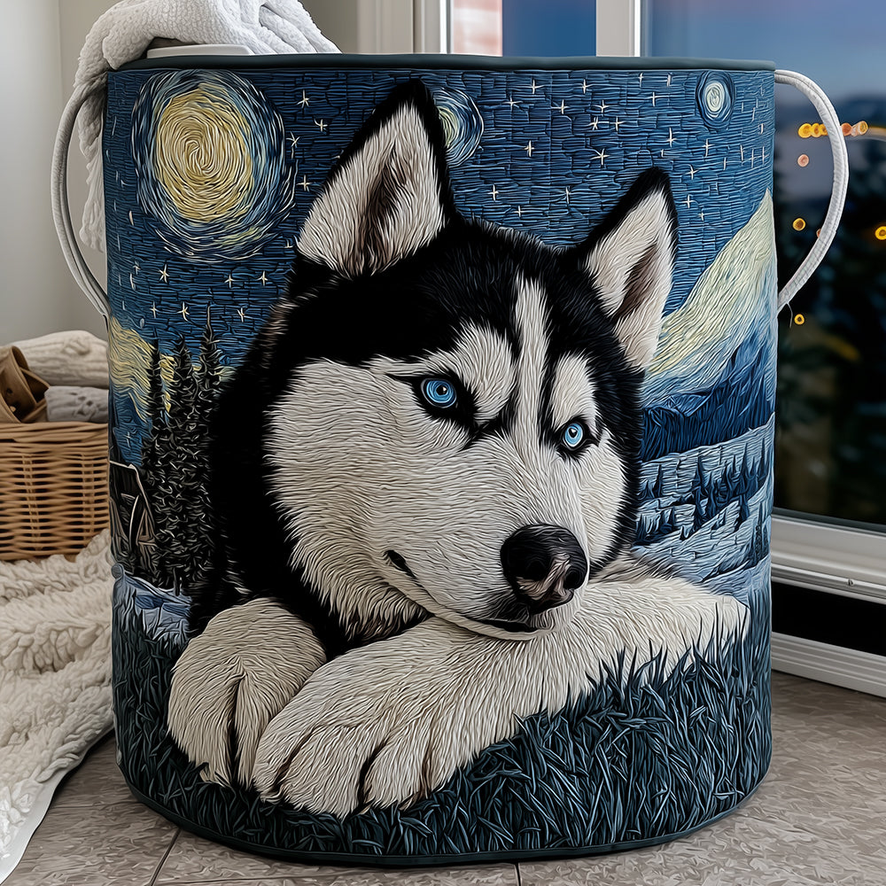 Midnight Husky Laundry Basket Laundry Gifts, Housewarming Gift Ideas, Mother's Day Gifts