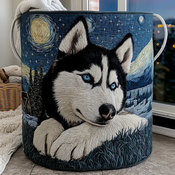Midnight Husky Laundry Basket Laundry Gifts, Housewarming Gift Ideas, Mother's Day Gifts
