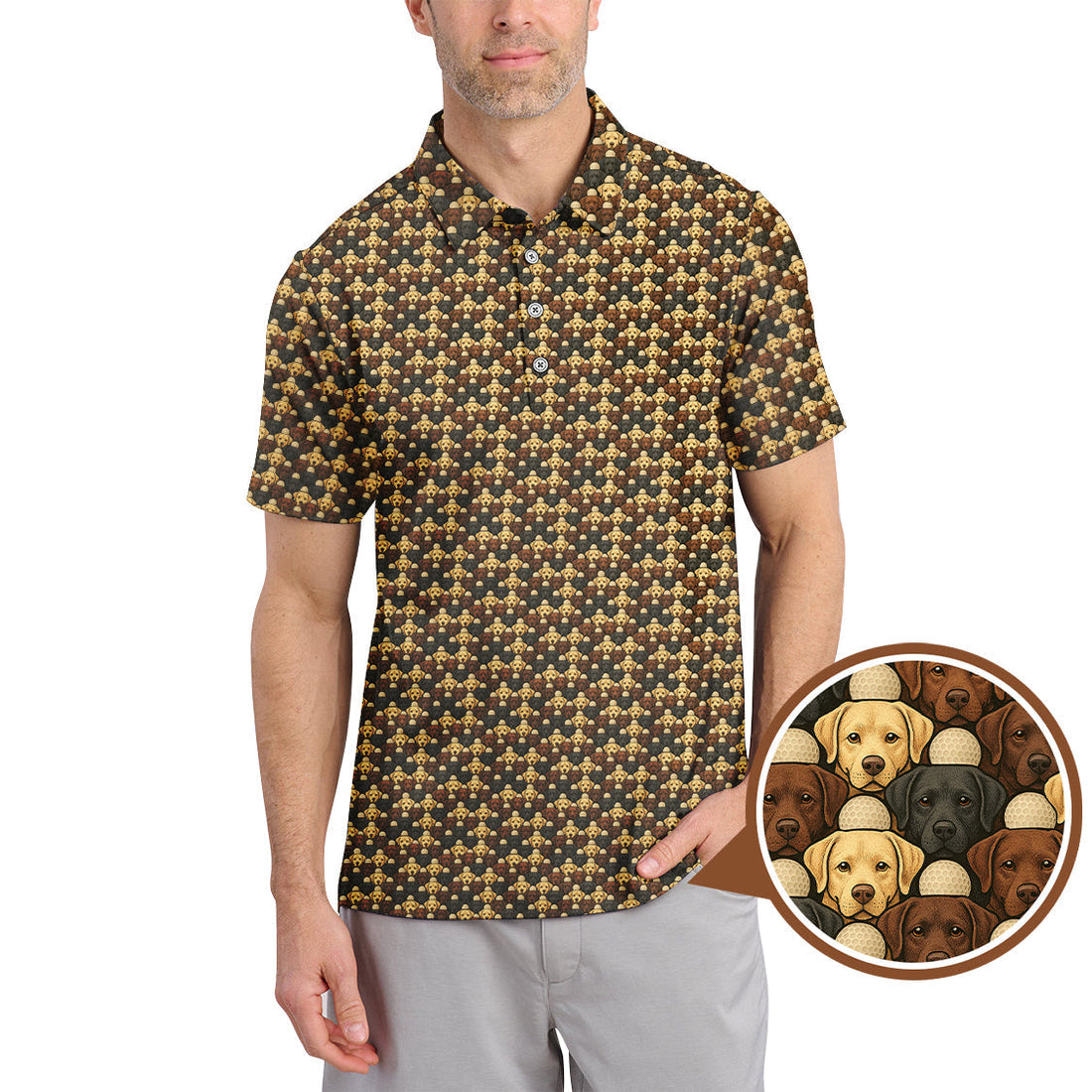 Labrador Pattern Golf Shirt, Dog Golf Shirt, Funny Labrador Golf Shirt For Golfers