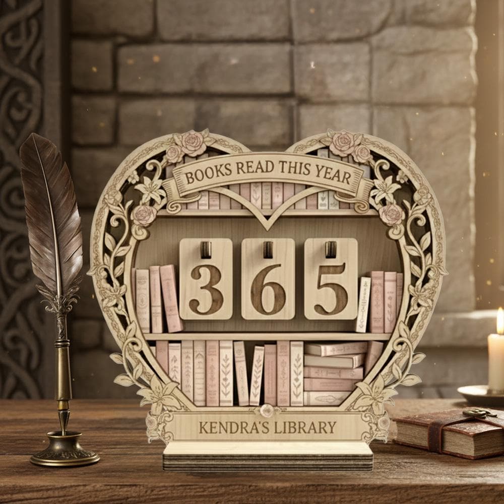 Personalized Wooden Book Tracker Sign 2026, Books Read This Year Counter, Custom Name Library Desk Decor Gift