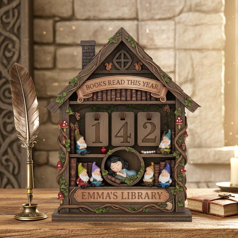 Personalized Wooden Book Tracker Sign, Books Read This Year Counter, Custom Name Library Desk Bookshelf Decor Gift