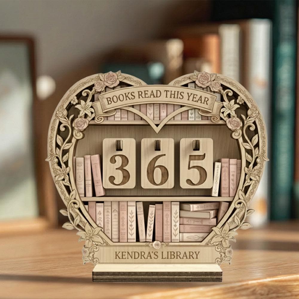 Personalized Wooden Book Tracker Sign 2026, Books Read This Year Counter, Custom Name Library Desk Decor Gift