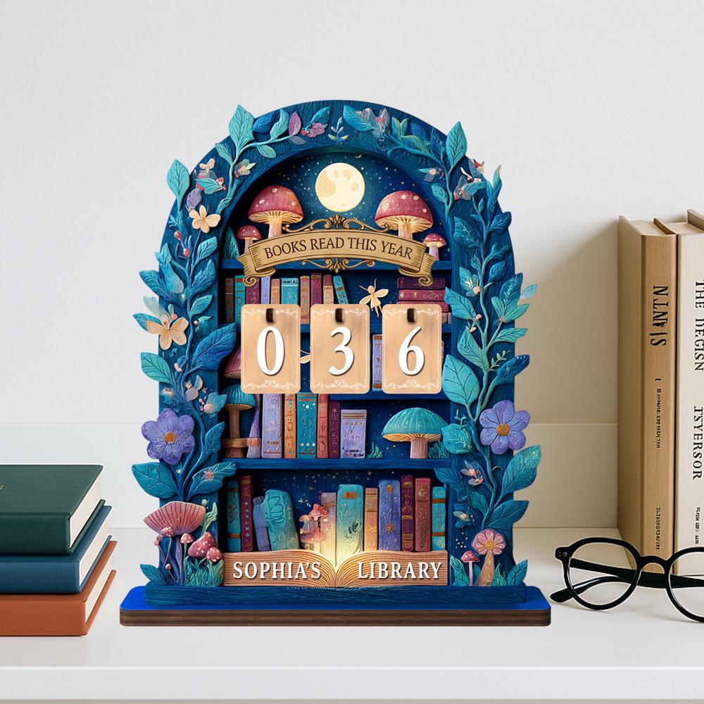 Personalized Books Read This Year Tracker, Vintage Flip Counter Library Decor, Book Lover Gift