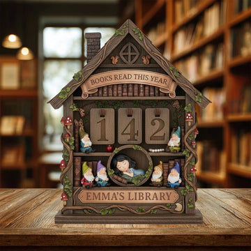 Personalized Wooden Book Tracker Sign, Books Read This Year Counter, Custom Name Library Desk Bookshelf Decor Gift