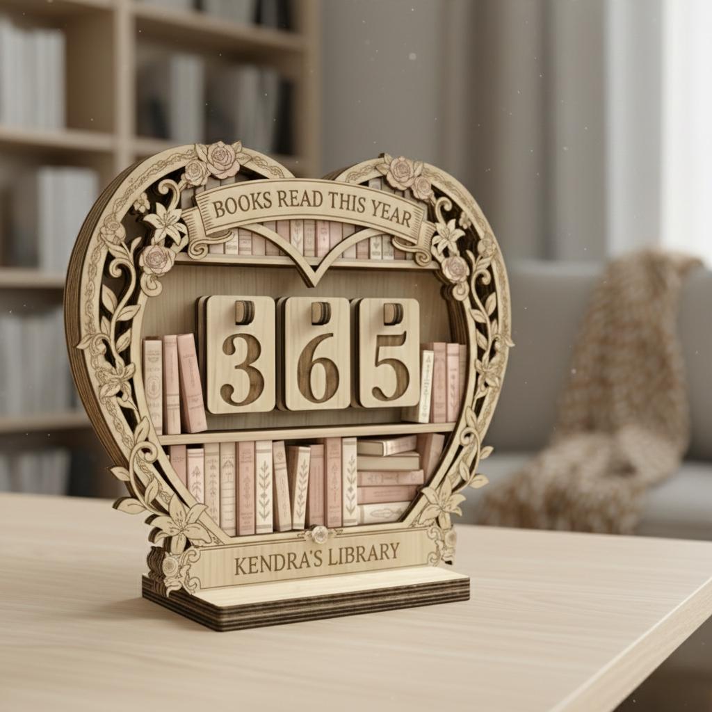 Personalized Wooden Book Tracker Sign 2026, Books Read This Year Counter, Custom Name Library Desk Decor Gift