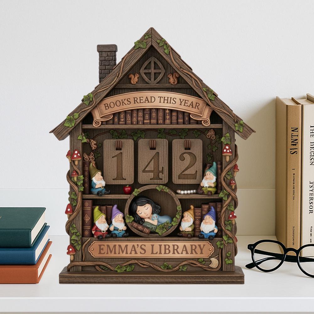 Personalized Wooden Book Tracker Sign, Books Read This Year Counter, Custom Name Library Desk Bookshelf Decor Gift