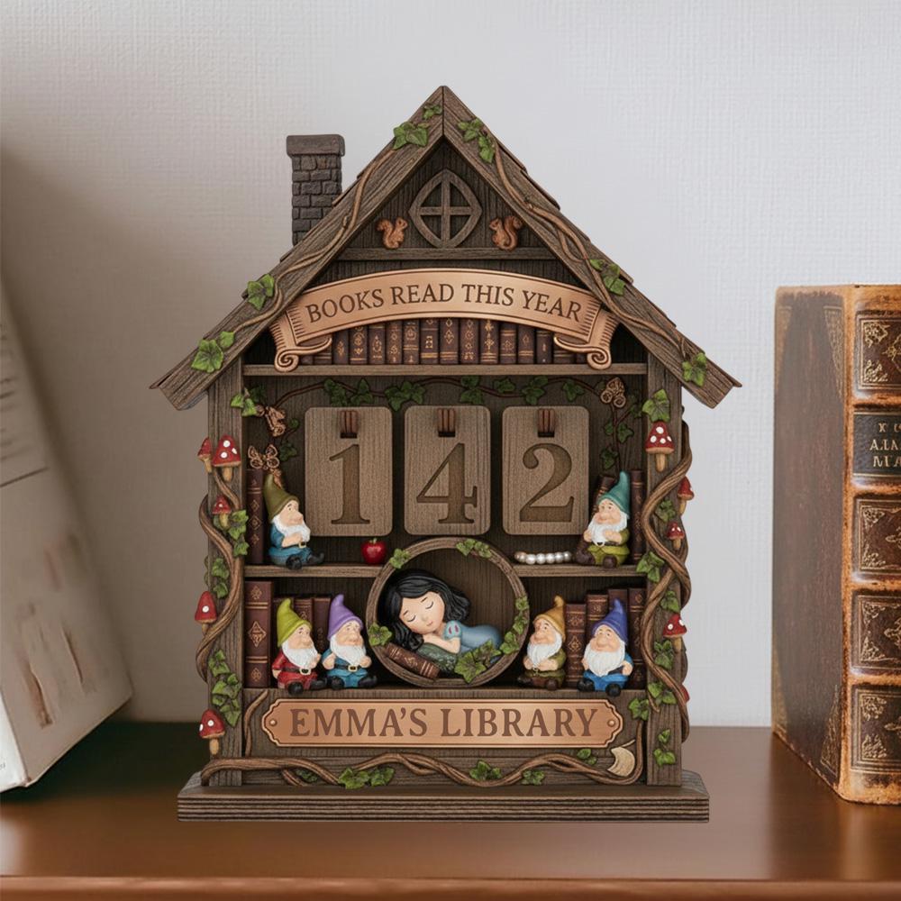 Personalized Wooden Book Tracker Sign, Books Read This Year Counter, Custom Name Library Desk Bookshelf Decor Gift