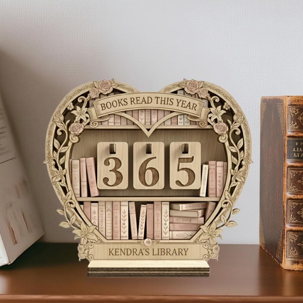 Personalized Wooden Book Tracker Sign 2026, Books Read This Year Counter, Custom Name Library Desk Decor Gift