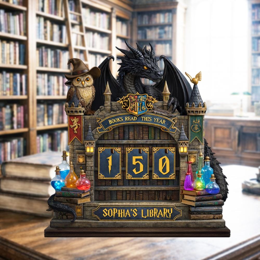 Personalized Vintage Book Tracker Sign, Books Read This Year Counter, Custom Name Library Bookshelf Decor Gift