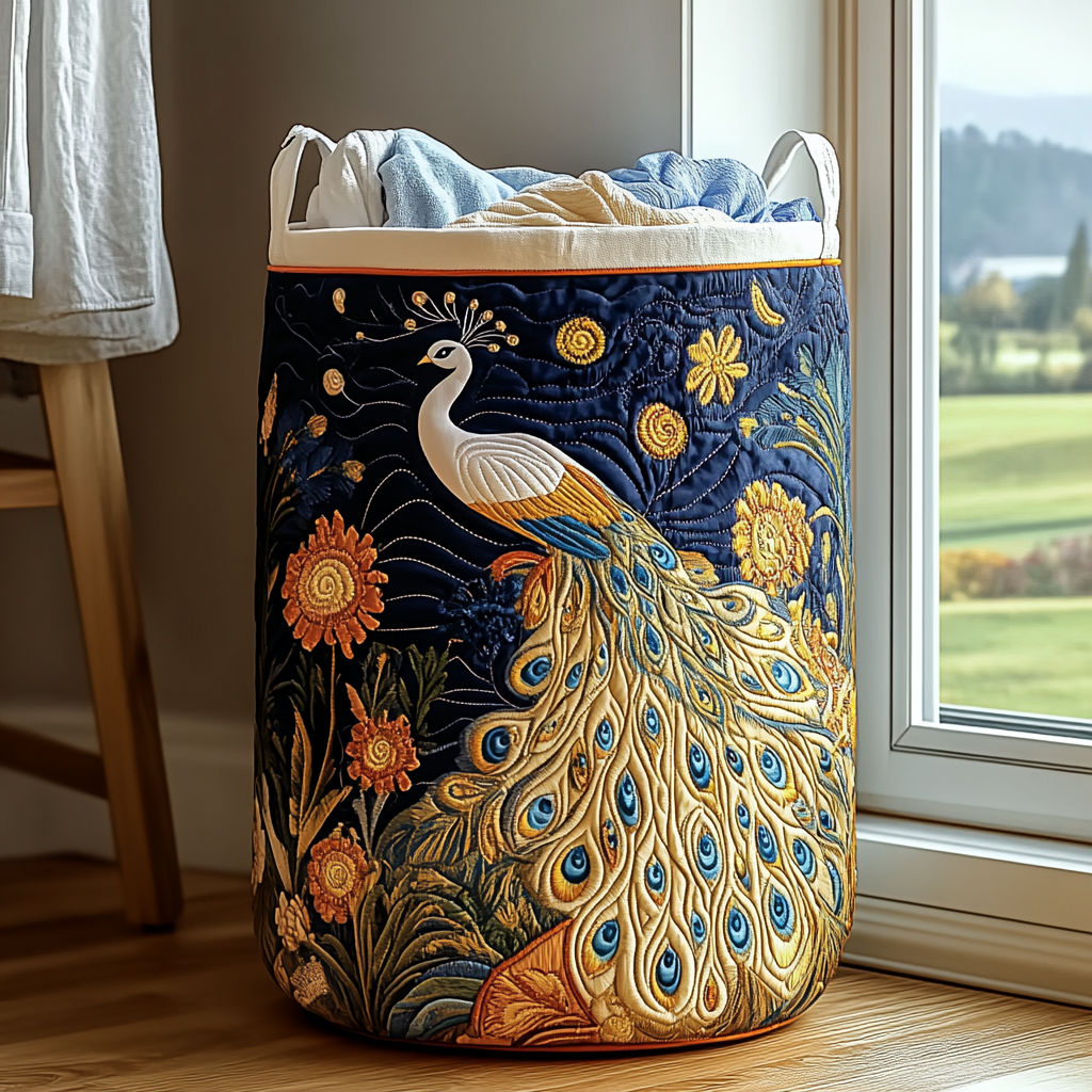 Peacock Garden Laundry Basket Laundry Gifts, Housewarming Gift Ideas, Mother's Day Gifts
