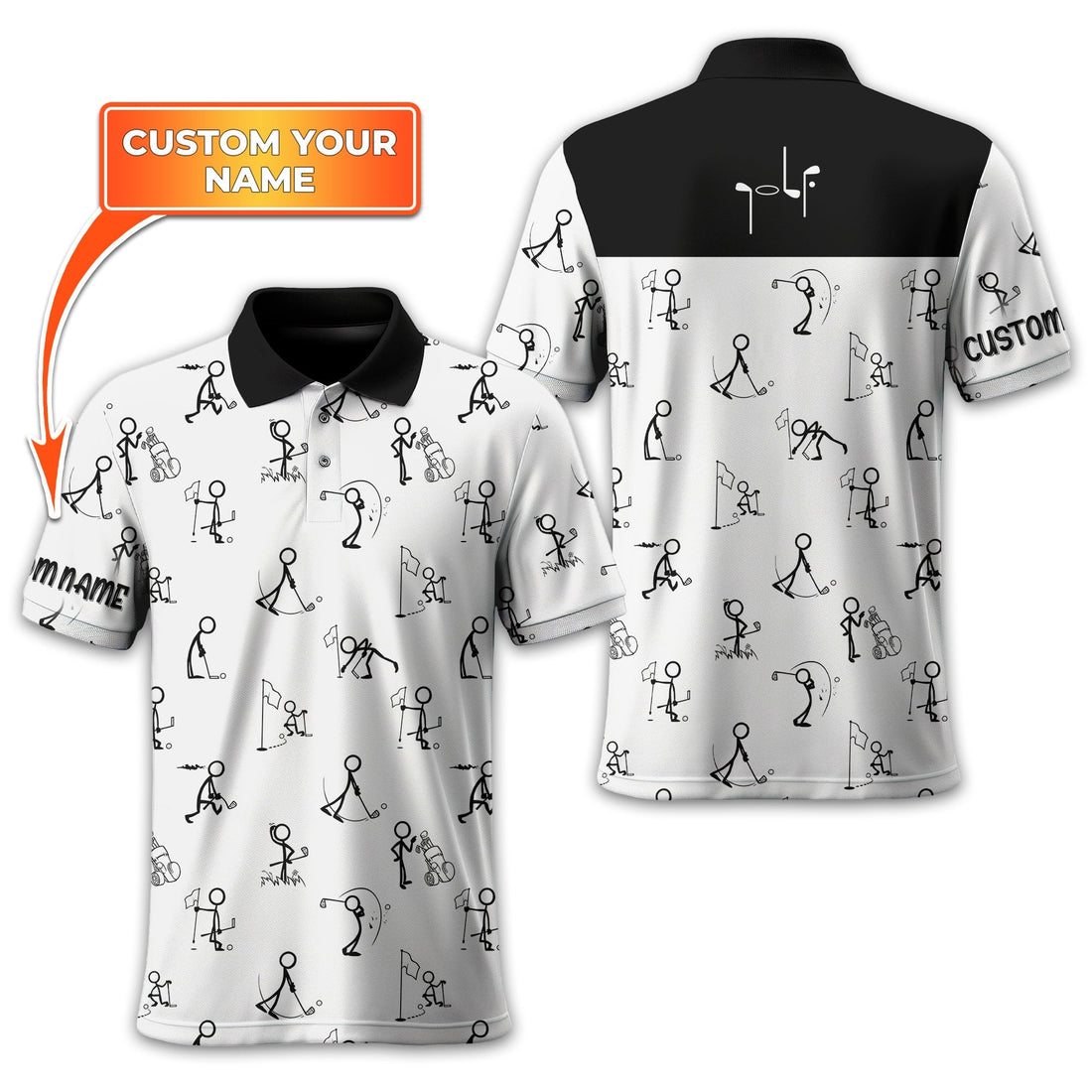 Funny Stick Figure Golf Polo ShirtGift For Golfers, Golf Gift For Men