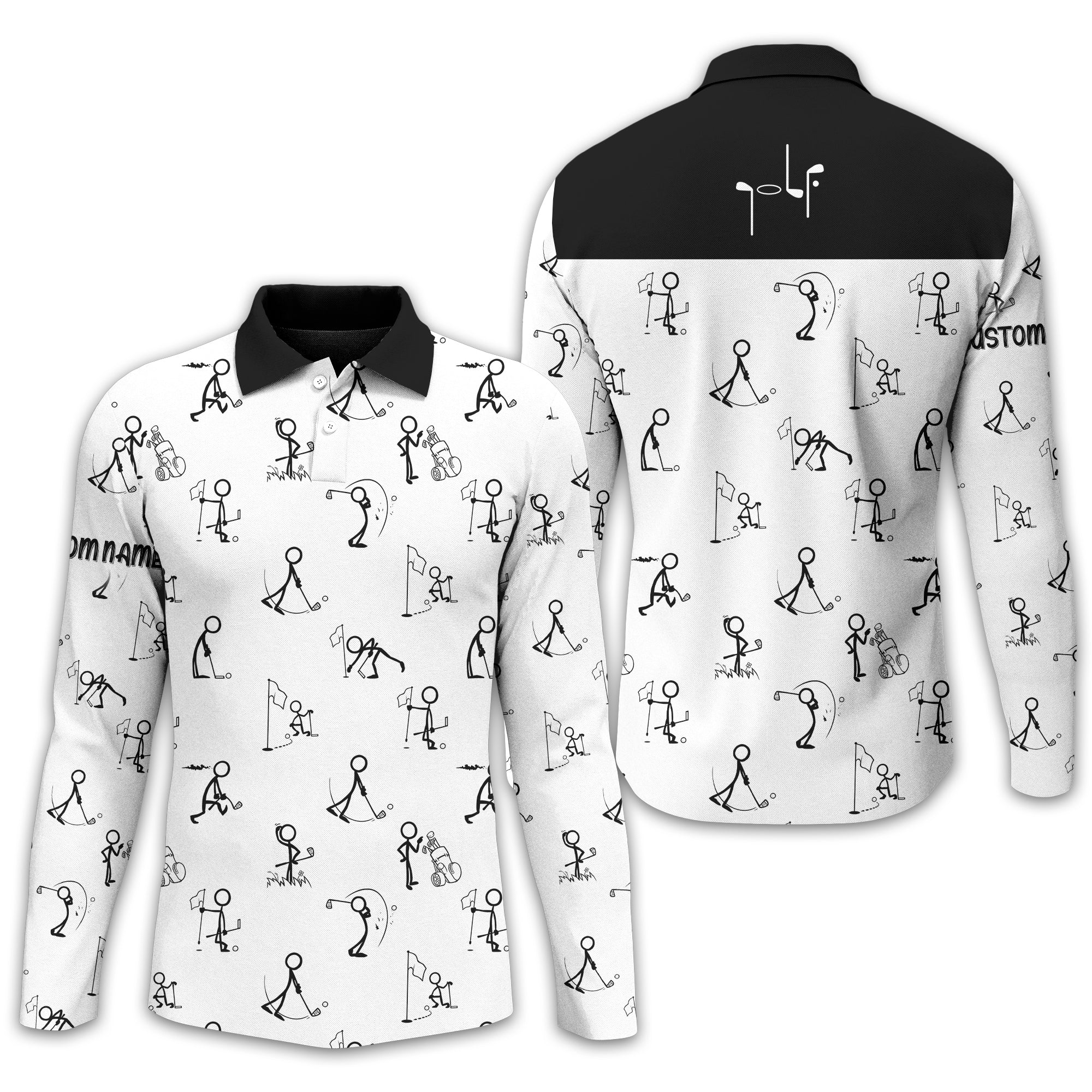 Funny Stick Figure Golf Polo ShirtGift For Golfers, Golf Gift For Men