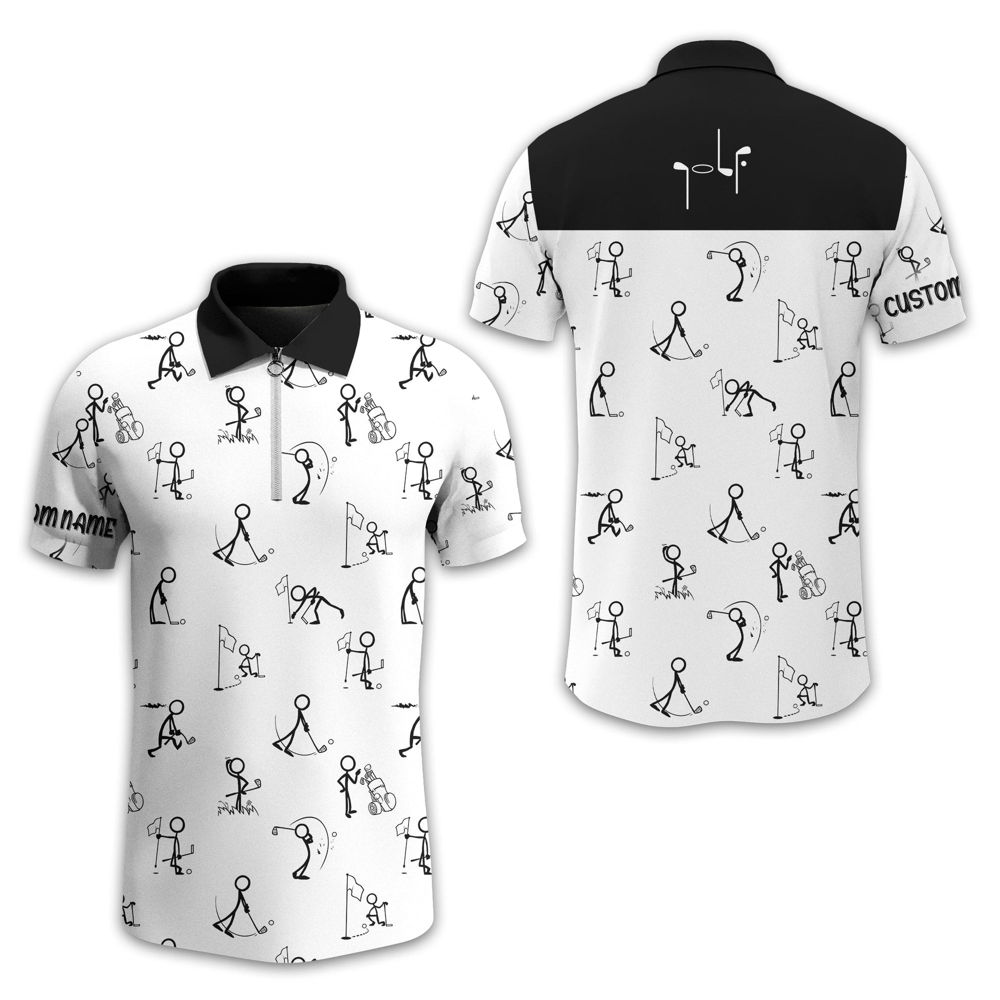 Funny Stick Figure Golf Polo ShirtGift For Golfers, Golf Gift For Men