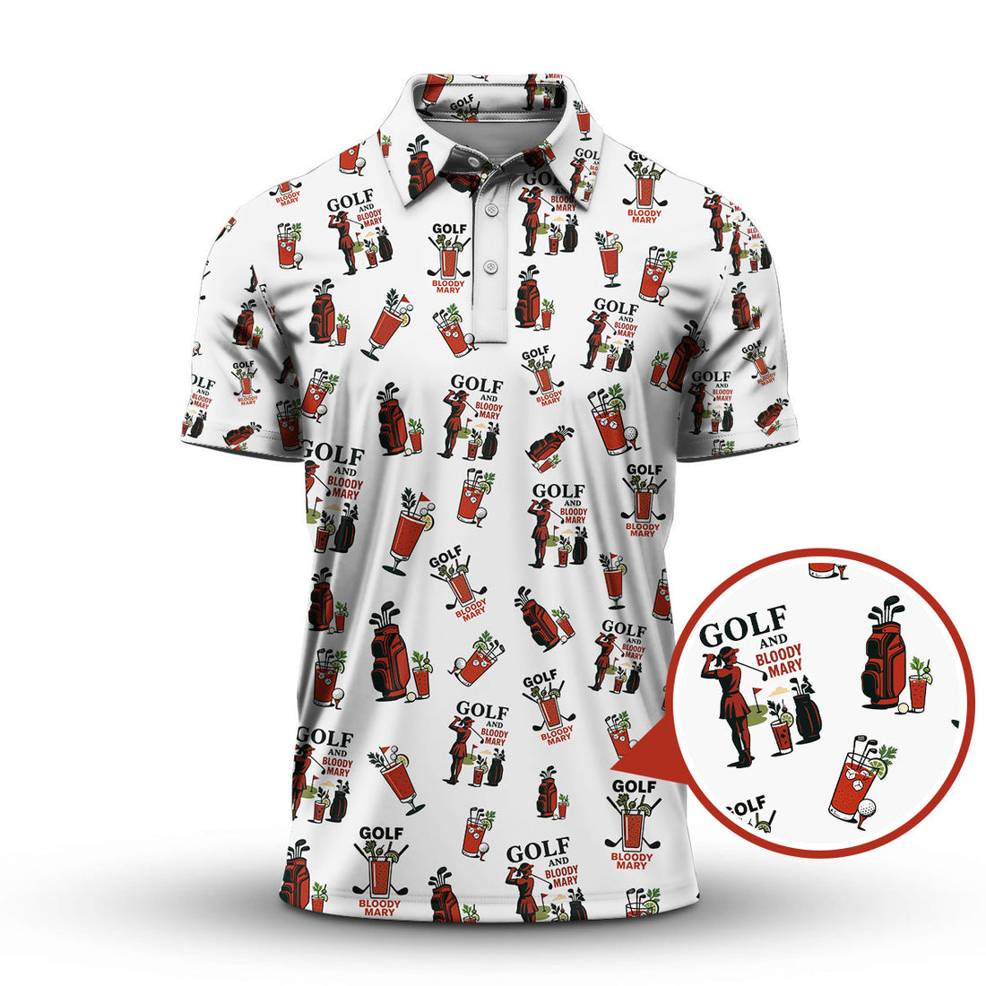 Golf And Bloody Mary Pattern Polos, Funny Women’s Golf Shirt, Cocktail Golf Shirts For Ladies