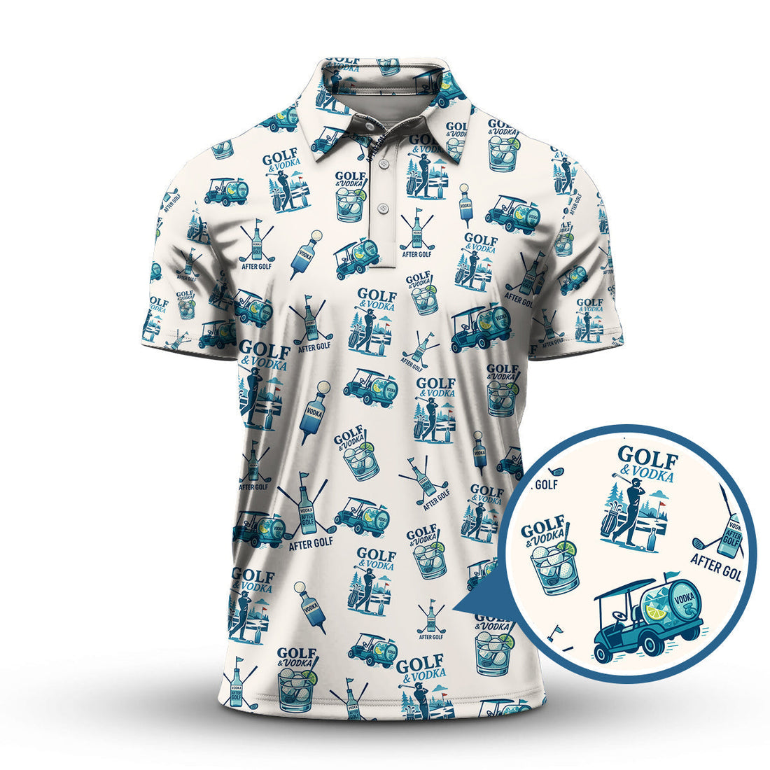 Golf And Vodka Shirt For Golfer, Vodka After Golf Pattern Golf Shirt, Funny Golf Shirt For Men