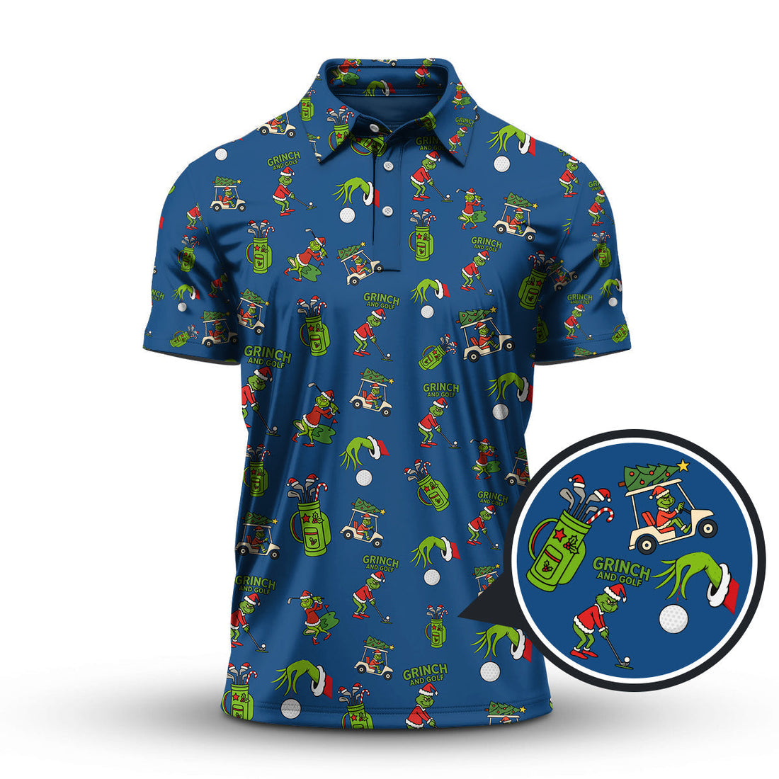 Funny Grinch Golf Shirt For Christmas Golf Lovers, Pattern Golf Shirt For Men, Crazy Golf Shirt For Golfer
