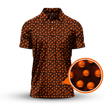 Pumpkin Pattern Golf Shirt For Men, Halloween Golf Shirt, Funny Halloween Golf Polos For Golfer