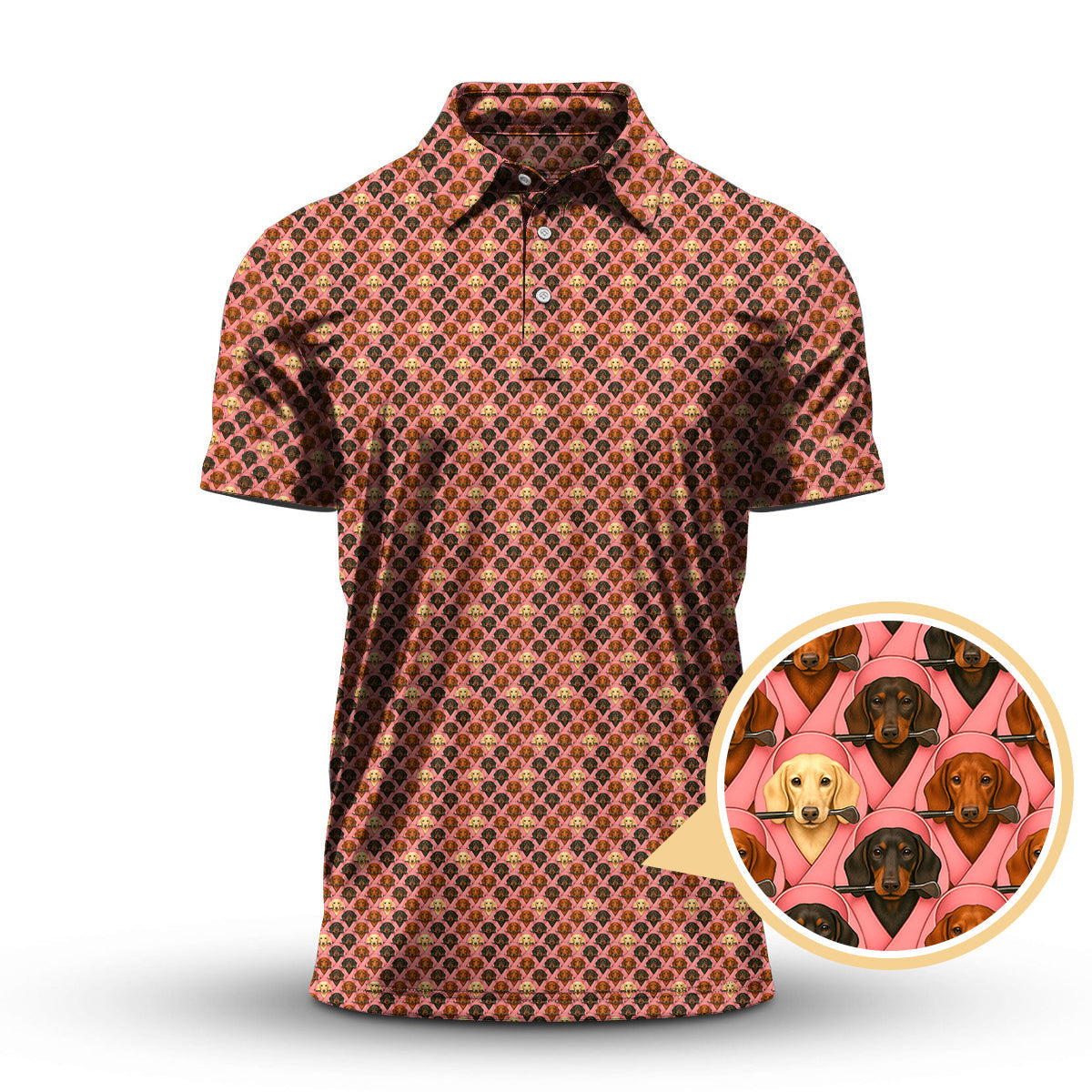 Pattern Golf Shirt For Dog Lovers, Dachshund Golf Shirt, Breast Cancer Golf Shirt, Funny Golf Shirt For Golfer