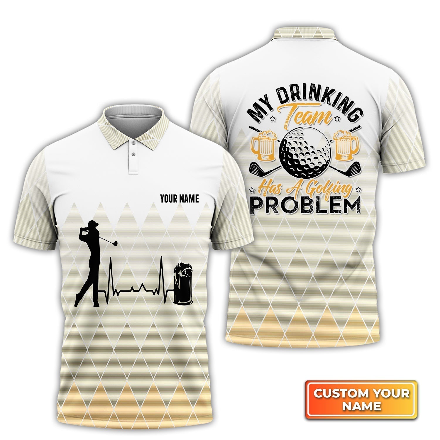 My Drinking Team Has A Golfing Problem - Personalized Name 3D Polo ShirtGolfers