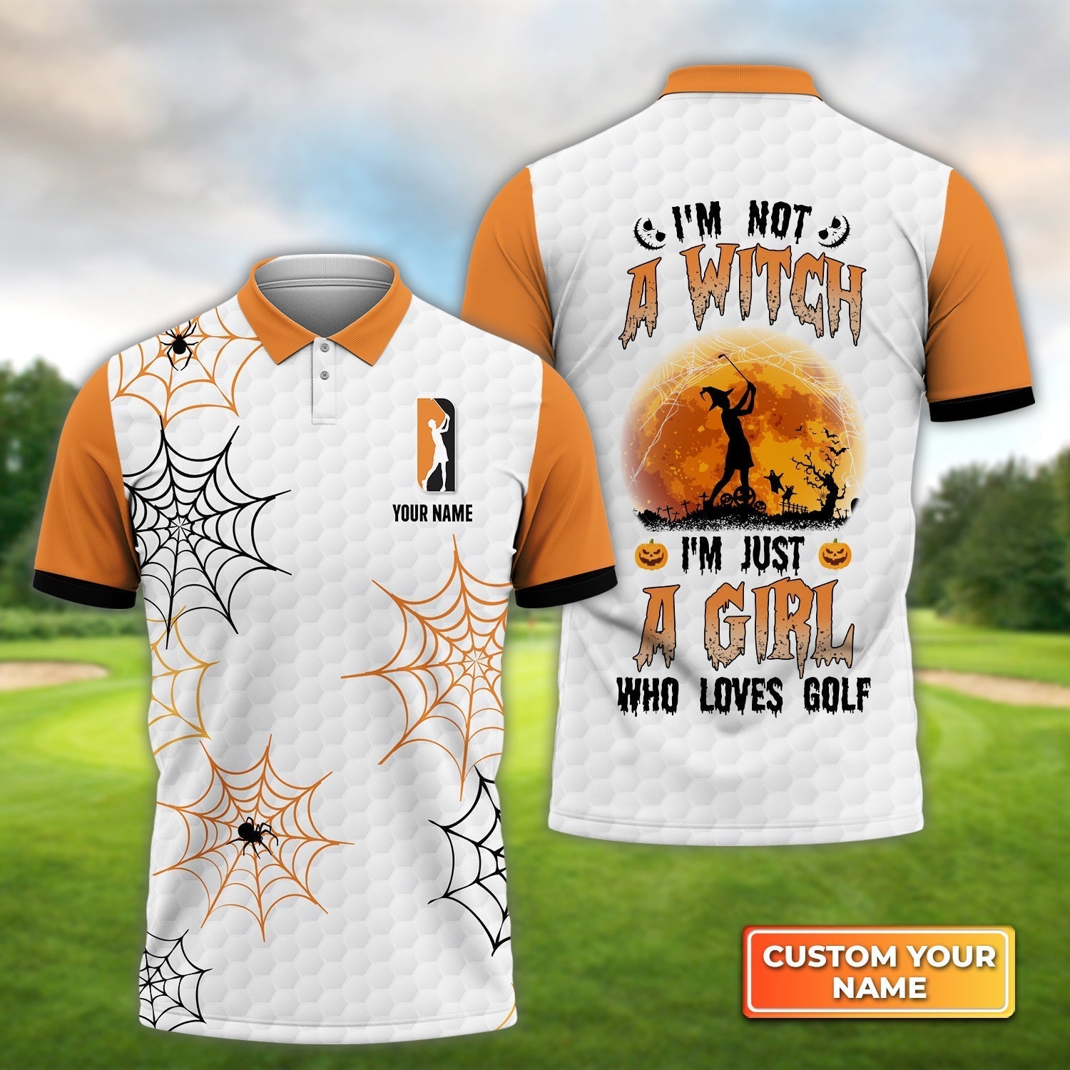 I'm Not A Witch I'm Just A Girl Who Loves Golf - Personalized Name 3D Polo ShirtGolfers