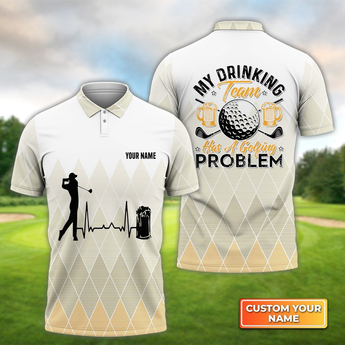My Drinking Team Has A Golfing Problem - Personalized Name 3D Polo ShirtGolfers