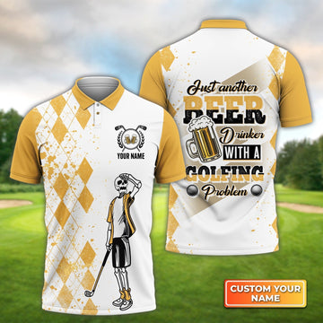 Just Another Beer, Drinker With A Golfing Problem - Personalized Name 3D Polo Shirt For Golfers