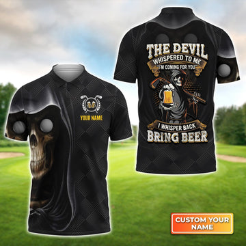Golf I Whisper Back Bring Beer - Personalized Name 3D Polo Shirt For Golfers