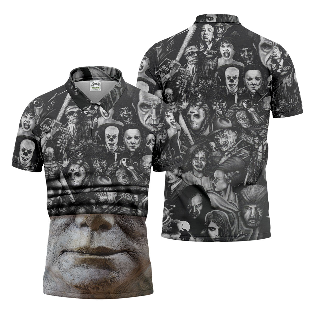 Pale Mask Horror Character Halloween Polo Shirt, Polo Shirts For Men, Mens Golf Apparel