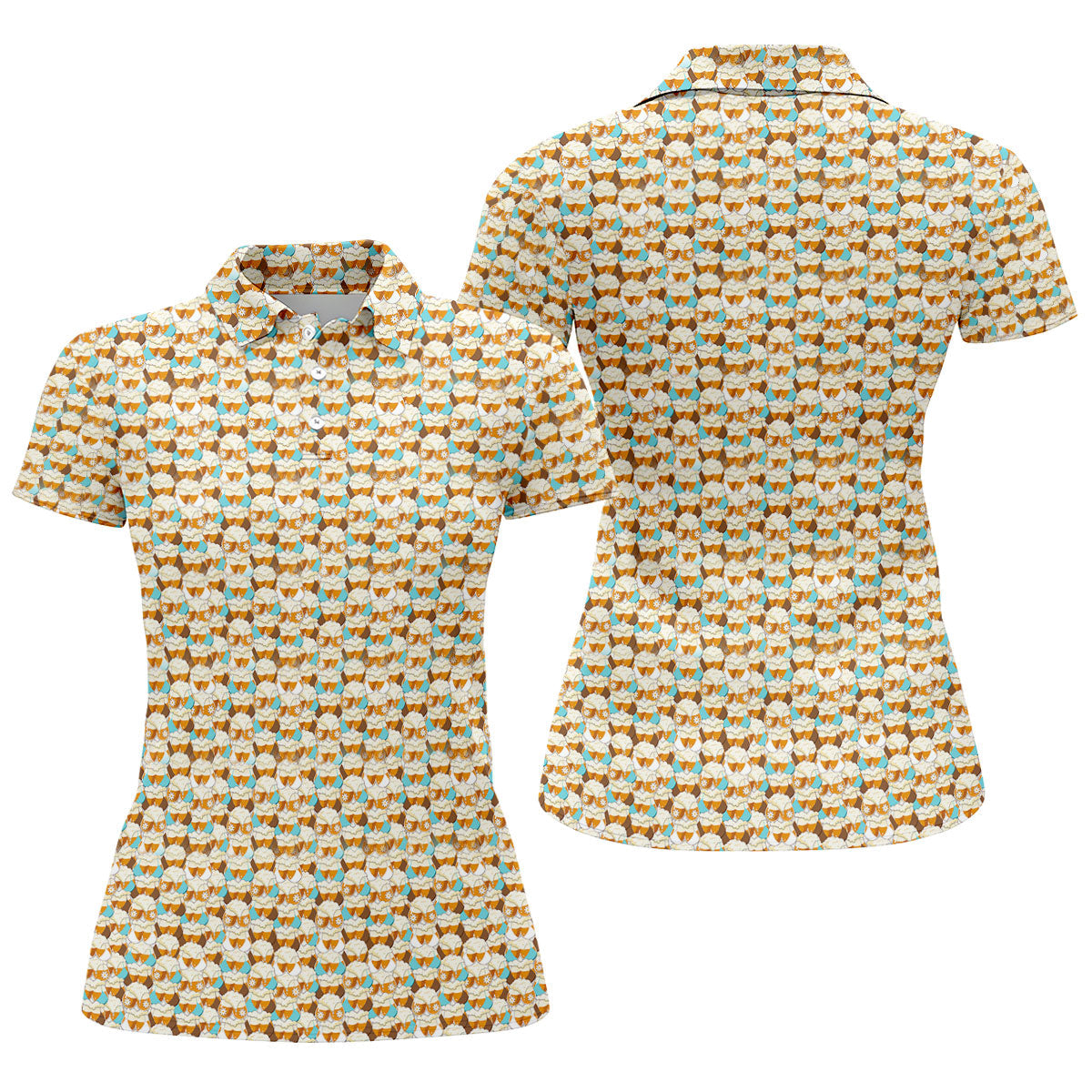 Funny Beer Mug Bikini Pattern Golf Polo Shirt, Women’s Golf Polo, Golf Shirts For Women