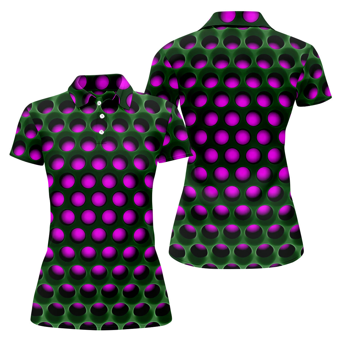 3D Effect Circular Pattern Purple Golf Shirt, Cool Golf Outfit, Women Golf Top, Ladies Golf Shirts