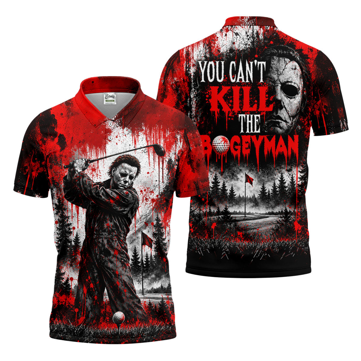 You Can't Kill Bogeyman Halloween Horror Character Polo Shirt, Golf Polo, Mens Golf Shirts