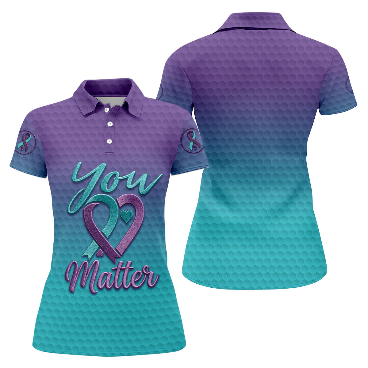 You Matter Suicide Prevention Ribbon Heart Golf Shirts For Women, Performance Golf Shirt
