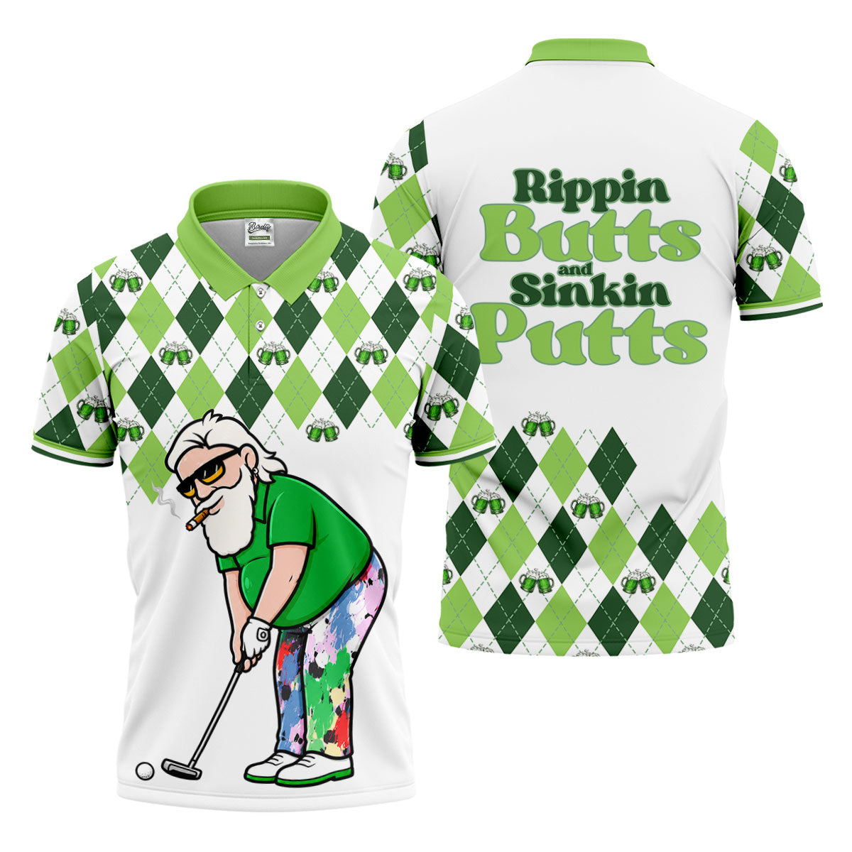 Funny Rippin Butts And Sinkin Putts Polo Shirt, Mens Polo Shirts, Mens Golf Apparel