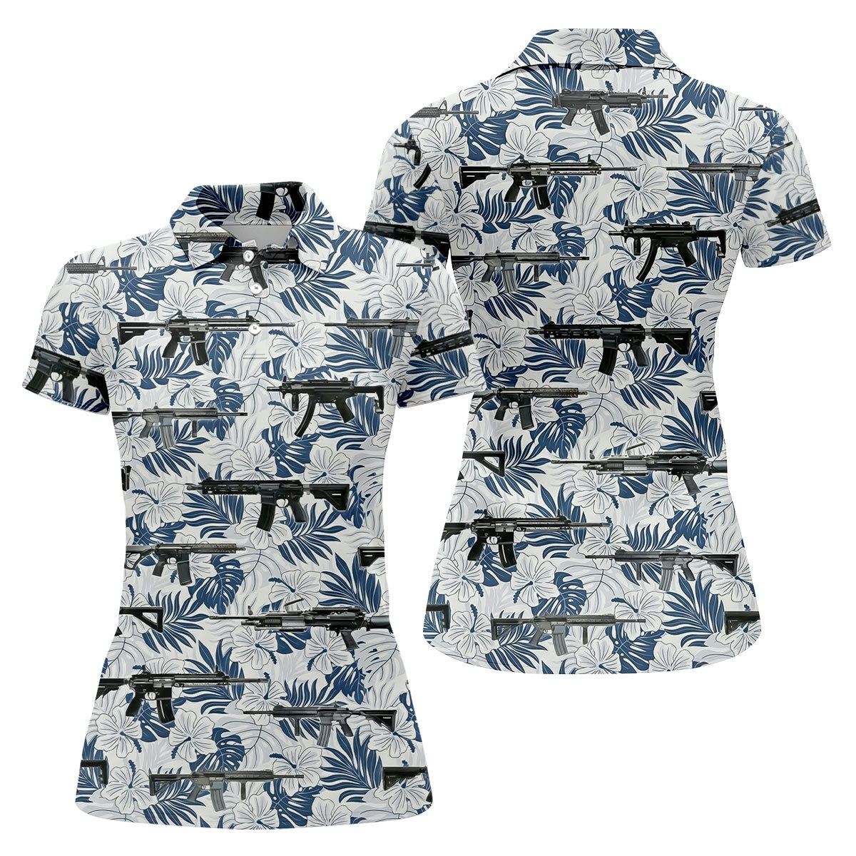 Military Theme Tropical Vibe Patriotic Golf Shirt, Women's Golf Tops, Ladies Golf Shirts, Women's Polo Shirt