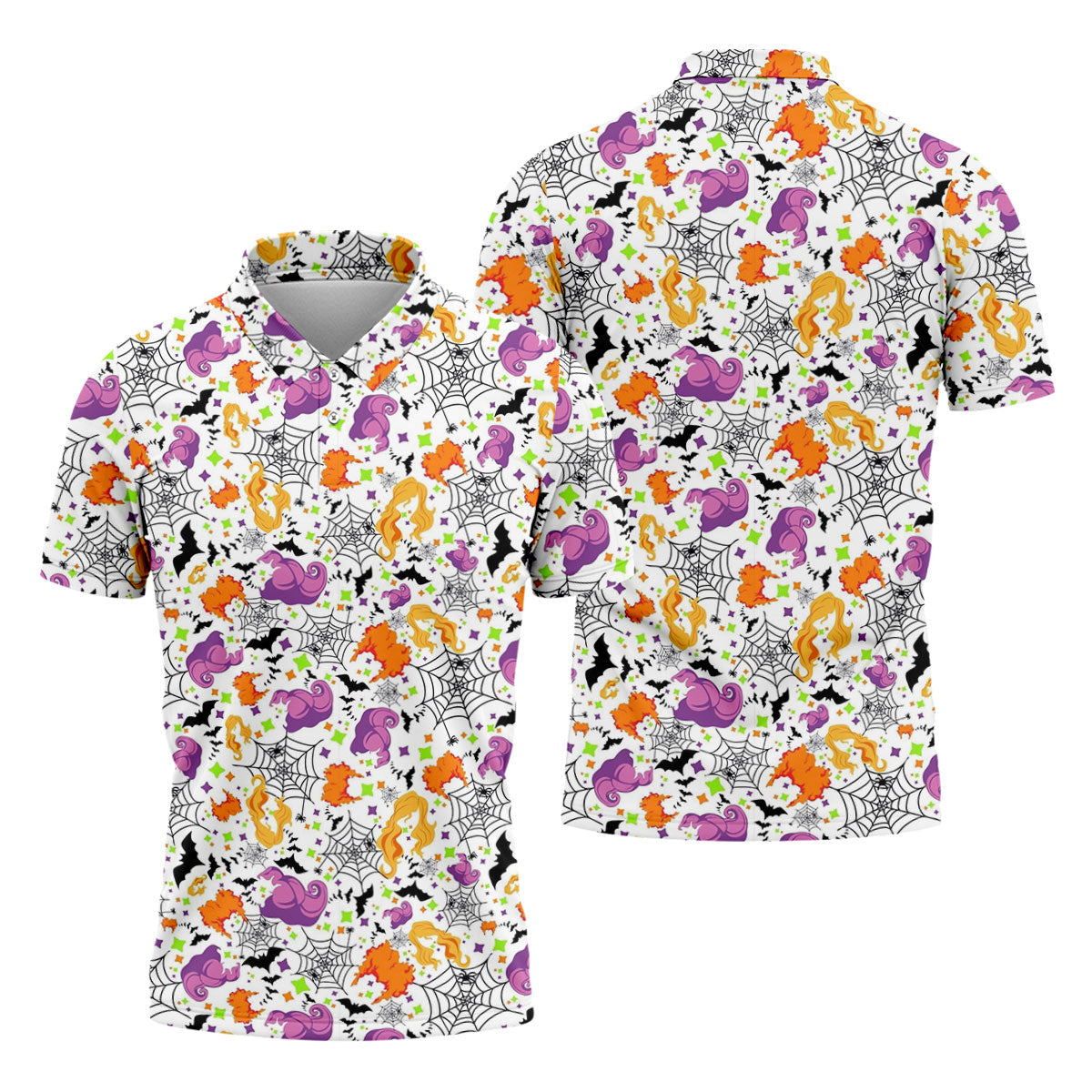 Halloween Witch Horror Character Spider Web Polo Shirt, Mens Golf Polo, Mens Golf Apparel