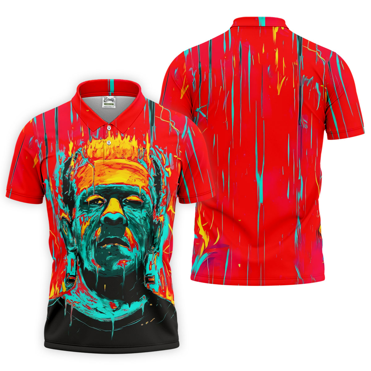 Colorful Horror Character Halloween Polo Shirt, Mens Golf Polo, Golf Shirts For Men