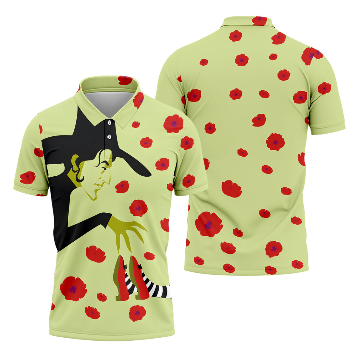 Green Horror Character Golf Polo Shirt, Halloween Golf Shirt, Mens Halloween Shirt