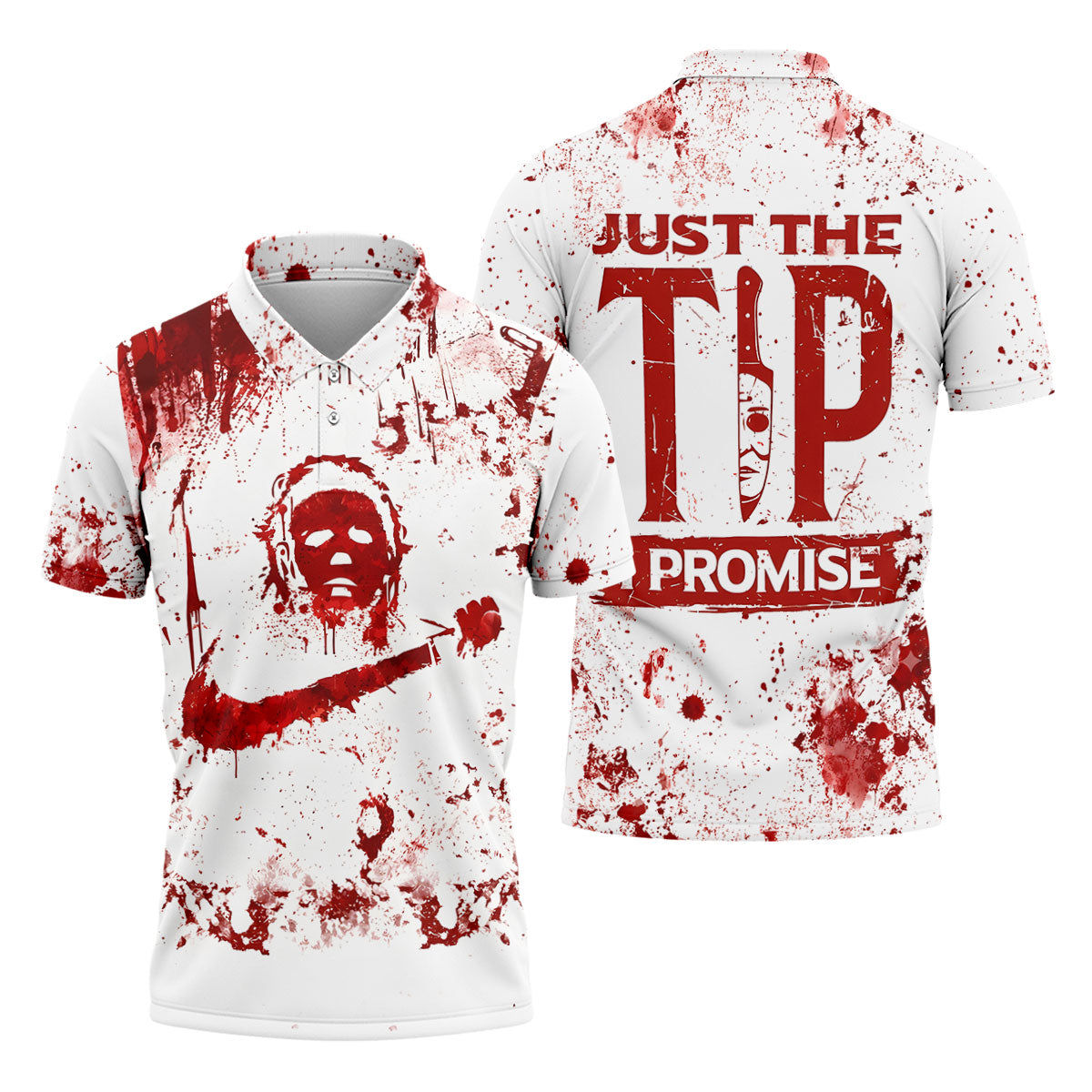 Just The Tip I Promise Halloween Horror Polo Shirt, Mens Golf Polo, Mens Golf Shirts