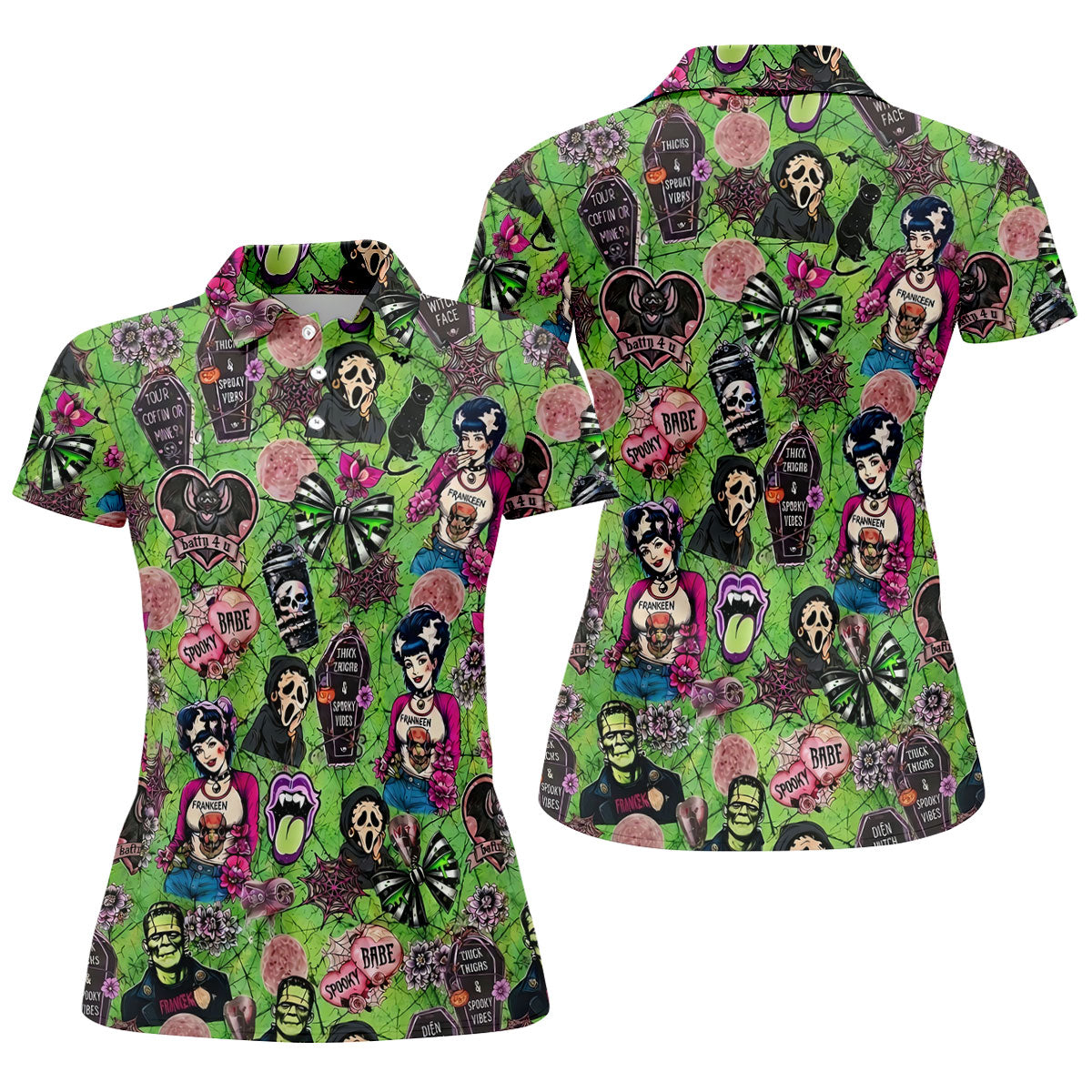 Halloween Horror Character Golf Polo Shirt, Womens Golf Polo, Golf Shirts For Women