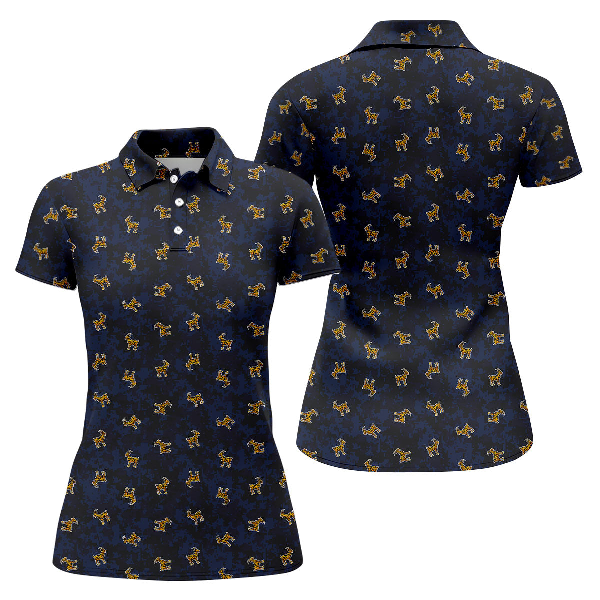 Tiger Goat Digital Camouflage Funny Golf Shirt, Ladies Golf Tops, Golf Shirt For Women