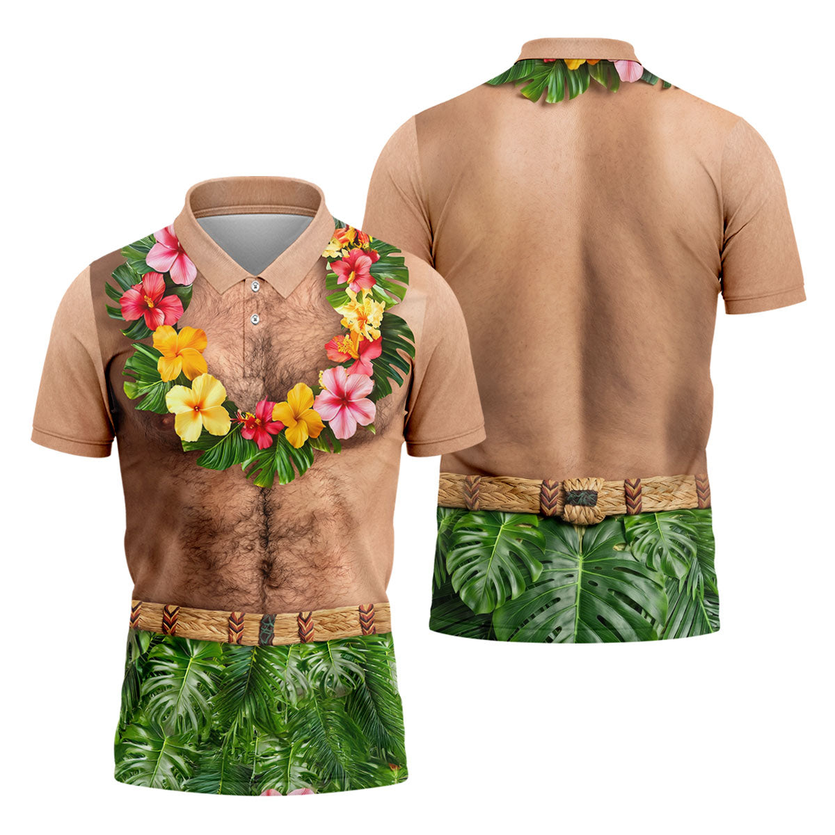 Tropical Theme Party Men's Funny Golf Shirts, Hawaiian Golf Shirt, Polo Shirts For Men