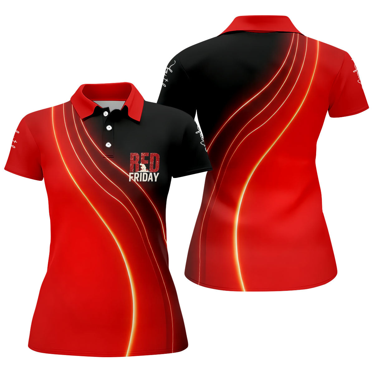 Red Friday Red Black Gradient Faith 4th Of July Golf Shirt, 250 Years Golf Shirt For Women