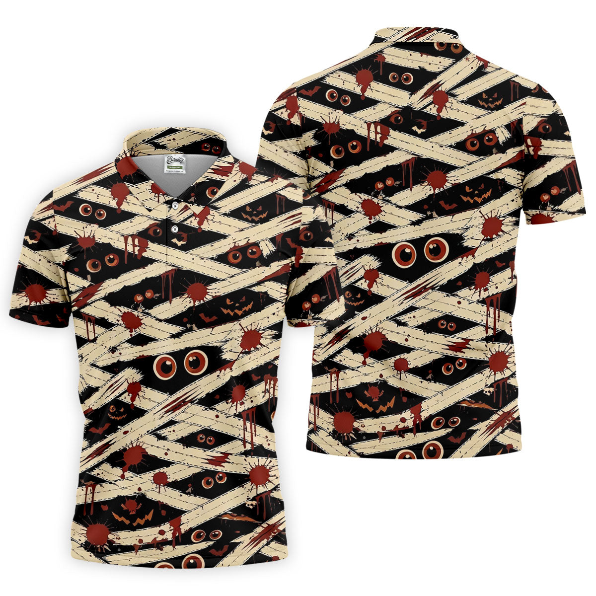 Mummy Horror Character Halloween Golf Polo Shirt, Golf Outfit For Men, Mens Golf Polo