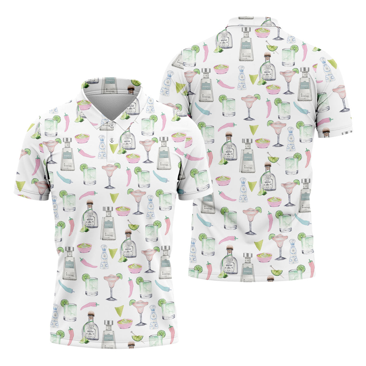 Pink Margarita Glass Tequila Lover Pastel Theme Golf Tops For Men, Polo ShirtFor Men, Golf Shirts For Men