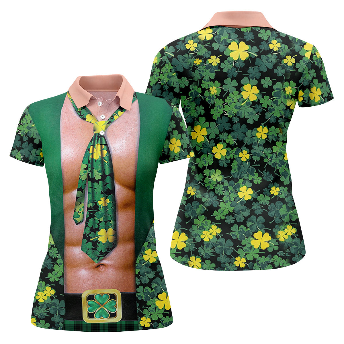 Funny St Patrick's Day Shamrock Golf Shirt, Women's Golf Shirts, Ladies Golf Polos, Women's Polo Shirt
